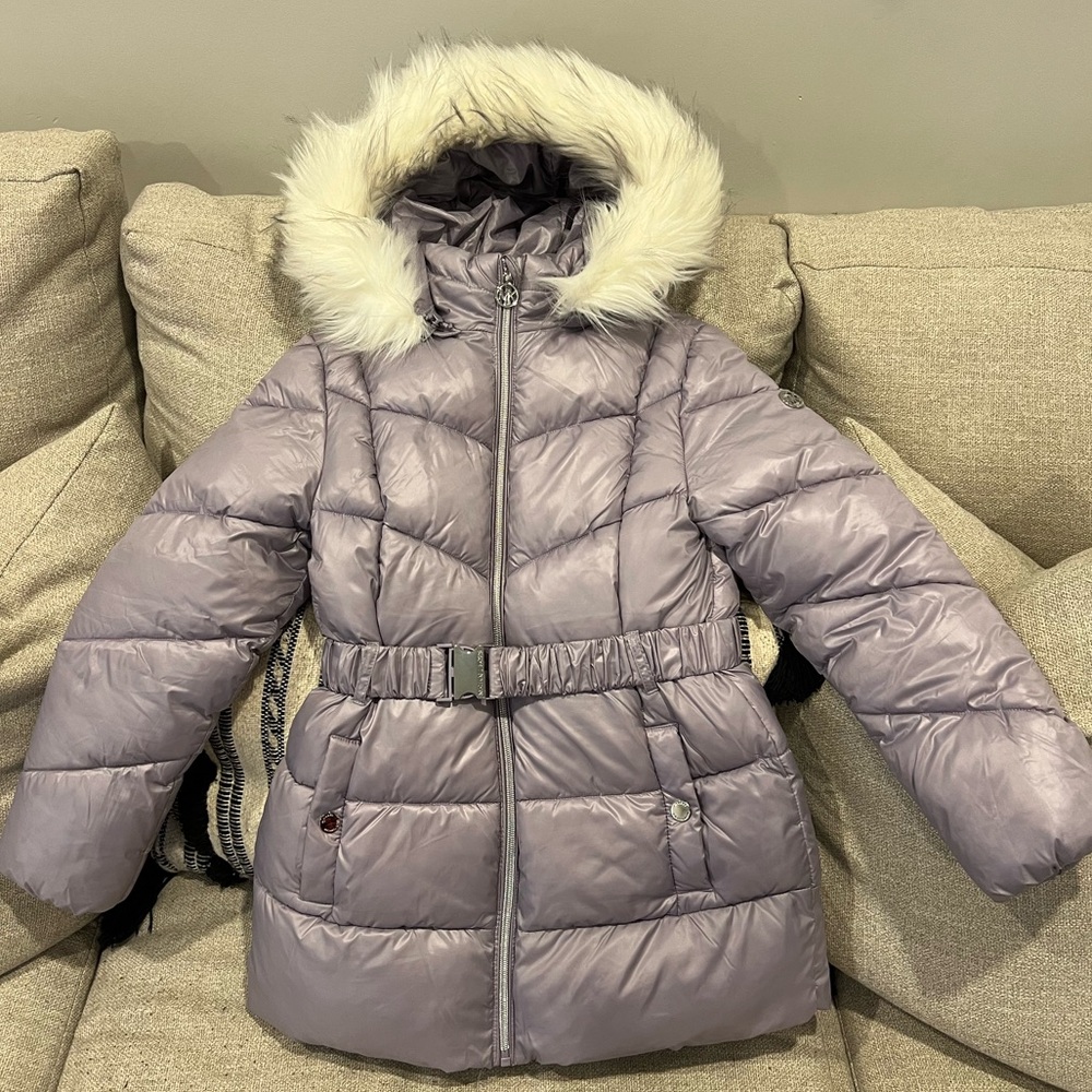 Michael Kors girls lilac belted puffer jacket 10/12